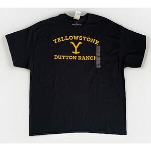 Yellowstone Dutton Ranch Logo Black Short Sleeve Cotton T-Shirt Size XXL New